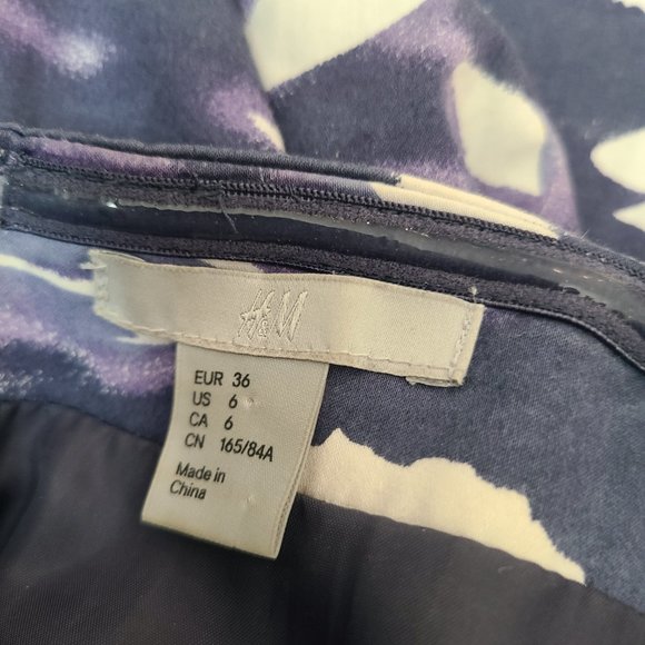 H&M women's strapless halter top pleated dress blue purple and white size 6 - Picture 9 of 11